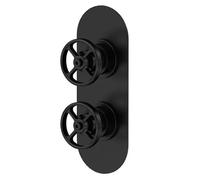 Revolve 2 Outlet Concealed Thermostatic Shower Valve Diverter Matt Black | Matt Black, Dual Handle, Integrated Diverter, 2 Outlets, Thermostatic, Concealed, Traditional Style