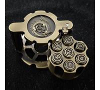 Revolver Metal Dice Set, 7 Piece Polyhedral Bullet Dice with Spinning Revolver Cylinder Case, Cyberpunk Style Tabletop RPG Dice for Dungeons and Dragons, Table Games