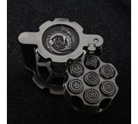 Revolver Metal Dice Set, 7 Piece Polyhedral Bullet Dice with Spinning Revolver Cylinder Case, Cyberpunk Style Tabletop RPG Dice for Dungeons and Dragons, Table Games