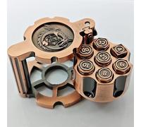 Revolver Metal Dice Set, 7 Piece Polyhedral Bullet Dice with Spinning Revolver Cylinder Case, Cyberpunk Style Tabletop RPG Dice for Dungeons and Dragons, Table Games