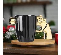 Revolver Mug Ceramic Mug Original Coffee Cup for Men Fashionable Tea Cup Shape Stylish Handle Mug Funny Gift Robust Dishwasher Safe Drinking Vessel (B, 10 x 17 cm)