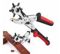 Revolving Punch Plier, Leather Hole Punch Tool Adjustable 6 Interchangeable Punch Sizes, Comfortable Ergonomic Grip For Heavy-Duty, Easy-Use For Belts(Economy)