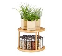 Revolving spice rack Bamboo Kitchen Carousel Cosmetic Storage Stand Compact