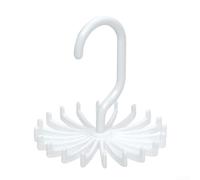 Revolving Tie Organizer with 27 Hooks - Adjustable Belt and Scarf Hanger for Wall or Door Mount - Plastic Necktie Holder for Small Closets White 13.5cm
