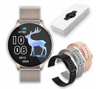 Revono - Smartwatch Women's S53 Silver, 1.39 Inch Display, 360 x 360 Panel Resolution, Smart Watch Android from 5.0 & iOS from 10.0 Compatible, Fitness Tracker, Health Functions Silver + 3 Silicone