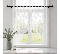RevpoltIQ 1 Panel Butterfly Lace Curtain Semi-Sheer Short Valance for Windows 160x100cm Lace Window Treatment for Half Window， Kitchen, Living Room, Bedroom, Cafe, Bathroom Decor, White Net Curtain