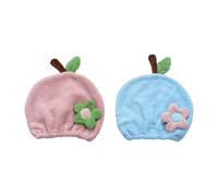 RevpoltIQ 2 Pcs Absorbent Velvet Hair Drying Cap, Modern Kids Hair Towel, Pink & Blue, Microfiber