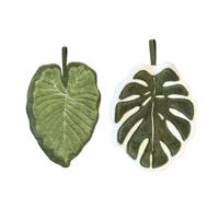 RevpoltIQ 2 Pcs Monstera Leaf Hand Towels, Quick Dry Absorbent Microfiber Cloths with Hanging Loop for Wash Basin, Decorative Hand Towels for Kitchen, Bathroom, Dish Drying, Cleaning