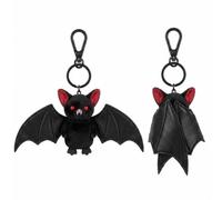 RevpoltIQ 2Pcs Cute Black Bat Baby Keychain, 2-in-1 Transformable Plush Bat Bag Charm, Gothic Style Black Bat Keychain with Heart-Shaped Clip, Soft Plush Bat Keychain Gift, Bat Lovers, Men and Women
