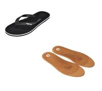 Revs - Lights Reflexology Massage Flip Flops Matt Black UK9 & 1 Pair Large Insoles