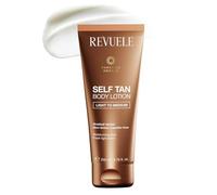 REVUELE Self Tan Body Lotion Light to Medium - Gradual Self Tanner with DHA, Aloe Vera & Vitamin E | Natural Sunless Tan, Hydrating Body Lotion & Streak-Free Glow, 200ml