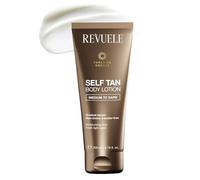 REVUELE Self Tan Body Lotion Medium to Dark - Gradual Self Tanner with DHA, Aloe Vera & Vitamin E | Deep Sunless Tan, Hydrating Body Lotion & Streak-Free Glow, 200ml
