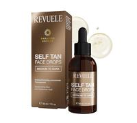 REVUELE Self Tan Face Drops Medium to Dark - 30ml | Gradual Facial Self Tanner with DHA, Erythrulose, Aloe Vera & Hyaluronic Acid | Deep Customizable Glow