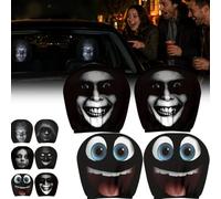 Revuterc 4 Pcs Ghost Face Headrest Covers for Cars,Scary Funny Cartoon Car Headrest Covers, Spooky Halloween Car Decor Covers with Ghost Face Mask Design for Vehicle Truck SUV,Universal Fit，SET E