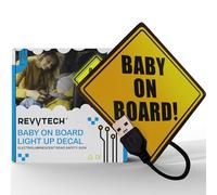 RevvTech LED Baby on Board Signs for Car - Light Up Car Decal, Flashing, Electroluminescent, Durable Sign Strong Adhesion (Non Suction Cups, not a Magnet, Non-Fading) for Nighttime Driving