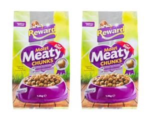 Rewaard Moist Meaty Chunks - Beef - Give Your Dog All The Nutrition They Need With This Delicious Rewaard Moist Meaty Chunks - Pack of 2