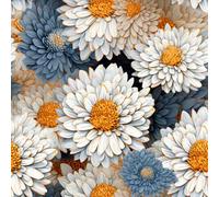 ReWallpaper 44.5CMx7M Self Adhesive Wallpaper Blue Floral White Gold 3D Wallpaper Vinyl Wrap for Furniture Floral Vintage Wallpapers Flower Bedroom Wallpapers for Adults Contact Paper Walls
