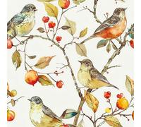 ReWallpaper Beige Peel and Stick Wallpaper Floral Birds Vinyl Wrap for Furniture Patterned Bathroom Wallpaper Waterproof 44.5CM×3M Beige Wall Paper Roll Birds for Living Room Feature Cream