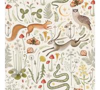 ReWallpaper Beige Tropical Animal Wallpaper Vinyl Wrap for Furniture Patterned Squirrel Snake Rabbit 44.5CMx3M Self Adhesive Wallpaper Bedroom Kids Beige Mushroom Wall Paper Roll Kitchen Cabinets