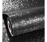 ReWallpaper Black Chunky Glitter Wallpaper 40CM×3M Sticky Back Plastic Black Sparkle Self Adhesive Decorative Paper for Crafts Art Furniture Stick on Wallpaper Glitter for Kitchen Bedroom