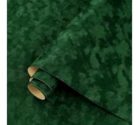 ReWallpaper Dark Green Velvet Wallpaper Self Adhesive Flocked Liner 44.5CMx2M Green Flock Wallpaper Velvet Fabric Contact Paper for Furniture Walls Vintage Textured Wallpapers for Living Room