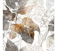 ReWallpaper Peel and Stick Wallpaper Leaf Sticky Back Plastic Patterneds Self Adhesive Gold White Fall Floral Wallpaper for Bathroom Bedroom 44.5cm x 3m Autumn Large Botanical Lining Paper for Walls