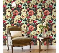 ReWallpaper Peel and Stick Wallpaper Tropical 44.5CM×7M Vintage Floral Wallpaper Blue Duck Egg Sticky Back Plastic Patterned for Shelves Art Deco Waterproof Wall Paper for Living Room Bathroom