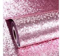 ReWallpaper Pink Glitter Wallpaper Peel and Stick 40CM×7M Pink Sparkly Sticky Back Plastic for Cupboard Worktop Wrap Covering Thick Wallpaper Waterproof Baby Girl Nursery Decor Stickers