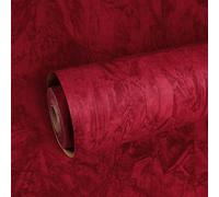 ReWallpaper Red Velvet Self Adhesive Wallpaper Vintage Contact Paper for Crafts Drawer Jewellery Box Felt Liner Dark Red Flocking Wallpaper Sticky Back Plastic Roll for Furniture 44.5cm×2m