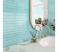 ReWallpaper Stick on Tiles 3D Blue Self Adhesive Kitchen Wall Tile Sheets 3 Pack Tile Stickers Art Deco 30.5x30.5CM Stick on Tiles for Bathroom Splashback Wall Blue Waterproof Sticky Removable