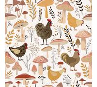 ReWallpaper Stick on Wallpaper Mushroom White Vinyl Wrap for Furniture Kitchen Cupboards Backsplash Waterproof 44.5CM×3M Roosters Farm Animal Wallpaper Peel and Stick Kids Room Removable