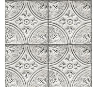 ReWallpaper Tin Tile Wallpaper Vinyl Wrap for Furniture Patterned Grey Self Adhesive Wallpaper 3D Effect Distressed Contact Paper for Kitchen Bathroom Waterproof Wall Tile Stickers 44.5CMx3M
