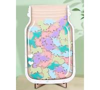 Reward can - Multi-Coloured Dinosaur Reward Jar with Stars for Kids Wooden Storage for Snacks and Small Items Perfect for Home and Classroom