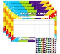 Reward Chart for Children, 4Pcs A4 Star Chart with Stickers 3 Style, Kids Days of The W hart for Potty Training, Good Behaviour, Chores