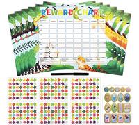 Reward Chart for Kids - 6 A4 Reward Charts, 6 Star Sticker Sheets & Pen, Behaviour Chart with Reward Stickers, Motivation & Achievement Tracker, Classroom Rewards, Positive Behaviour Chart
