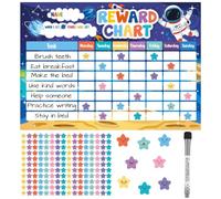 Reward Chart for Kids, with 176 Star Stickers & Dry Erase Marker, Space