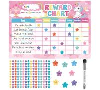 Reward Chart for Kids, with 176 Star Stickers & Dry Erase Marker, Unicorn