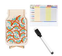 Reward Jar, 1 Set Motivational Tool for Kids, Star Jar Reward System with Wooden Stand and Tokens, Behavior Management Chart for Classroom and Home Use