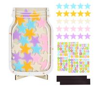 Reward Jar for Children, Magnetic Reward Jar for Good Behaviour, Wooden Motivate Chart with Tokens, Behavior Management Classroom Tools, Incentive for Students (25 Stars + Letter Stickers)