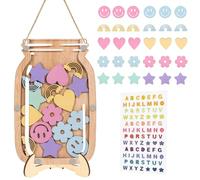 Reward Jar for Children Star Reward Jar with 30 Stars and 2 Sheets Stickers Wooden Reward Chart for Children's Good Behavior Incentive Jars for Students Kids Daily Routine Chores (Rainbow)