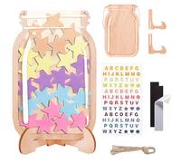 Reward Jar for Children with 30 Stars and Stickers, Reward Charts for Children Behaviour, Wooden Star Reward Jar with Tokens, Incentive Jar for Home School Classroom Teacher Parent