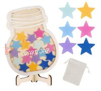 Reward Jar for Kids, Incentive Reward Jar for Good and Positive Behavior, Personalized Reward Jar with a wooden base for Classroom and Home, Reusable Reward Chart for Storing Reward Tokens