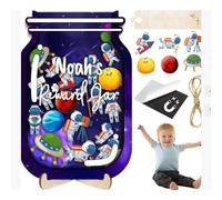 Reward Jar, Reward Jars for Children, the Universe Reward Jars and Tokens, Rocket Star Reward Charts for Children Behaviour, Daily Chores Reward Chart for Kids Home Classroom Reward Chart Ornaments