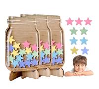 Reward Jar With Star Tokens - 1-5 Sets Wooden Reward Jars | Reward Charts For Children Behaviour | Stars Reward Jar For Kids | Motivate Good Behavior Reward Jar | Reward Chart For Home School Classroo