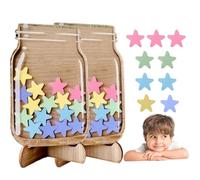 Reward Jar With Star Tokens - 1-5 Sets Wooden Reward Jars | Reward Charts For Children Behaviour | Stars Reward Jar For Kids | Motivate Good Behavior Reward Jar | Reward Chart For Home School Classroo