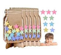 Reward Jar With Star Tokens - 1-5 Sets Wooden Reward Jars | Reward Charts For Children Behaviour | Stars Reward Jar For Kids | Motivate Good Behavior Reward Jar | Reward Chart For Home School Classroo