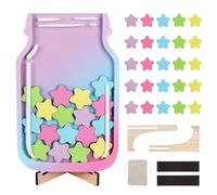 Reward Jar with Star Tokens, Good Behaviour Chart Reward Pot, Magnetic Potty Training Reward Chart with 25 Colorful Stars, Wooden Star Jar Reward System for Teacher, Parent, Home, School, Classroom