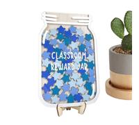 Reward Jar with Stars - 64 Pieces Wooden Incentive Jars for Children Behaviour | Jars for Home School Classroom Teacher Parent, Star Collect Jar Reward Chart