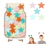 Reward Jar with Stars, Wooden Incentive Jar for Kids, Reward Charts for Positive Behavior, Classroom and Home Motivation, Ideal for Teachers and Parents