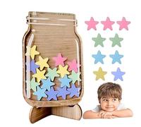 Reward Jar With Tokens | Wooden Reward Jars | Incentive Jar Behavior | Reward Charts For Children Behaviour | Potty Training & Daily Chores Reward Chart For Kids | With 25 Stars
